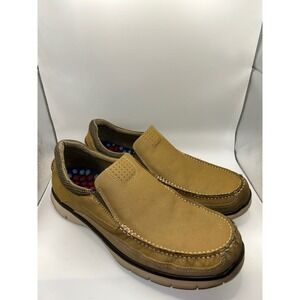 Dockers Mens Leather Slip On Loafers Tan Moc Toe Casual Shoes 90-20812 Size 13W